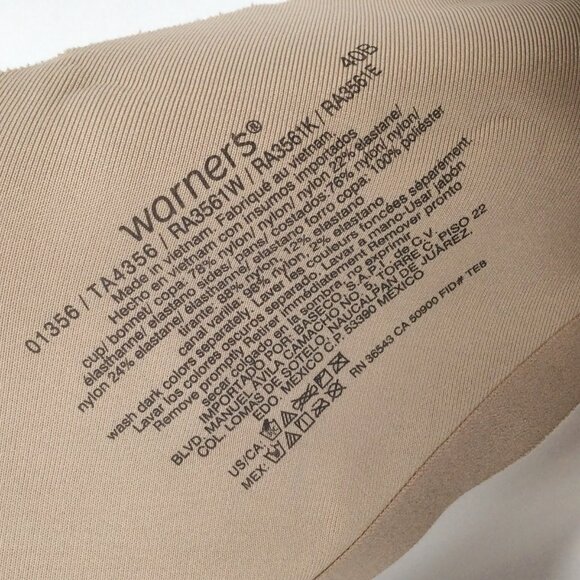 Warners No Side Effects Comfort Underwire Lightly Lined T-Shirt Bra 40B 1356 - Picture 8 of 8